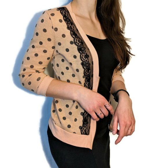 Spoiled Polka Dot Cardigan Sweater with Zipper M - Picture 3 of 11